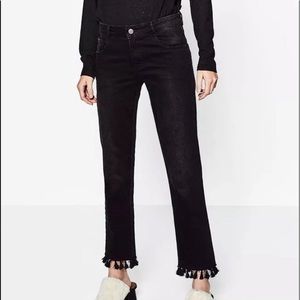 Zara black tassel jeans